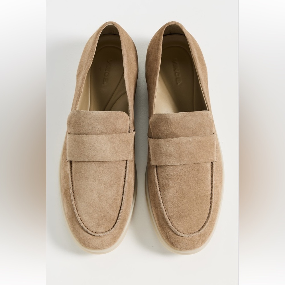 Vince Tan Suede Loafers Slip-On Style - Picture 2 of 9